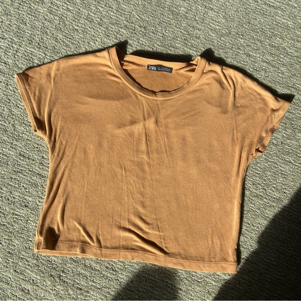 Zara Orange Short Sleeve CropTop Size M